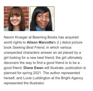 My debut picture book SEEKING BEST FRIEND, coming 2022!